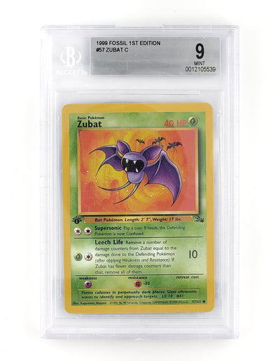 Pokémon 1999 Fossil 1st Edition #57 Zubat C BGS 9